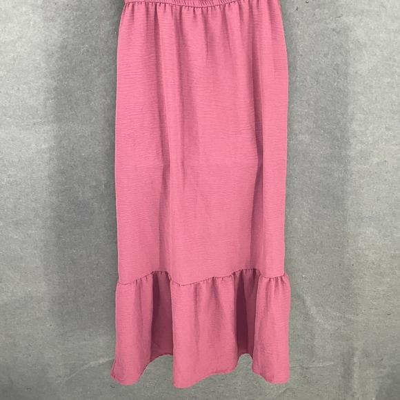 Lucky Brand Bohemian Womens Dress Sz M Pink Sleeveless V Neck Tiered Romantic - Picture 7 of 13